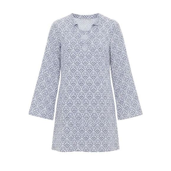 HYACINTH HOUSE Blue Quatrefoil Blake Mini Dress Size L NWT - Picture 8 of 8